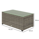 Outsunny Outdoor Coffee Table, Glass Top Rattan Side Table