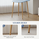 HOMCOM Dining Chairs Set of 4 w/ Curved Back, Steel Legs, Light Blue