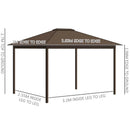 Outsunny Hardtop Gazebo with Curtains 3.6 x 3m - Brown