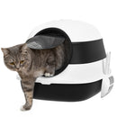 PawHut Foldable Cat Litter Tray Hooded Cat Litter Box w/ High Side, Black