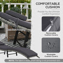 Outsunny Folding Rattan Sun Lounger with Cushion and Pillow, Grey