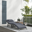 Outsunny Folding Rattan Sun Lounger with Cushion and Pillow, Grey