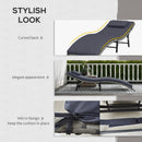 Outsunny Folding Rattan Sun Lounger with Cushion and Pillow, Grey