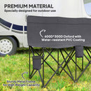 Outsunny 6 Seater Folding Bench Camping Chair with Cup Holder, Charcoal Grey
