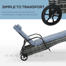 Outsunny  Rattan Sun Lounger  w/ Cushion -  Grey