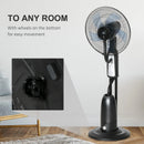 HOMCOM Pedestal Standing Fan with Water Mist Spray 120cm - Black