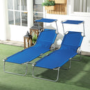 Outsunny Folding Sun Lounger Set of 2 w/ Sunshade Adjustable Backrest