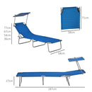Outsunny Folding Sun Lounger Set of 2 w/ Sunshade Adjustable Backrest