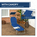 Outsunny Folding Sun Lounger Set of 2 w/ Sunshade Adjustable Backrest