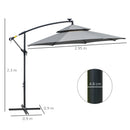 Outsunny 3(m) Cantilever Parasol Hanging Banana Umbrella w/ lights, Light Grey