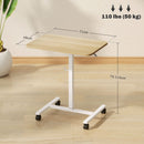 HOMCOM Natural Standing Desk Mobile Overbed Table W/ Wheels For Home Office