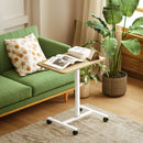 HOMCOM Natural Standing Desk Mobile Overbed Table W/ Wheels For Home Office