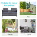 Outsunny Rattan Garden Bench w/ Centre Table 2-Seater -  Grey