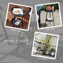 Outsunny Round Garden Table, 2-Tier Metal Patio Table Coffee Table, Black