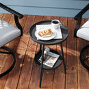Outsunny Round Garden Table, 2-Tier Metal Patio Table Coffee Table, Black