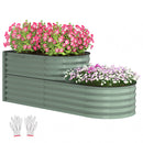 Outsunny 2-Tier Galvanised Raised Garden Bed with Safety Edging