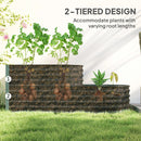 Outsunny 2-Tier Galvanised Raised Garden Bed with Safety Edging