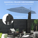 Outsunny 3(m) Solar LED Cantilever Parasol Adjustable Garden Umbrella - Khaki/Grey
