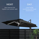 Outsunny 3(m) Solar LED Cantilever Parasol Adjustable Garden Umbrella - Khaki/Grey