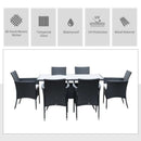 Outsunny Rattan Garden Furniture Dining Set 7 Piece - Black