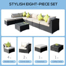 Outsunny Rattan Sofa Set 8 Piece - Black