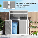 Outsunny 4.7 x 2.5FT Lockable Garden Shed, 2-Bin Storage Shed, Light Grey
