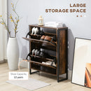 HOMCOM 2 Flip Door Shoe Cabinet With Divider For Entryway Rustic Brown