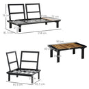 Outsunny Garden Corner Sofa with Table and Side Tables - Black