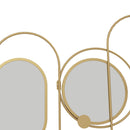 HOMCOM Metal Wall Art with Mirrors, Coat Hooks, Decorative Mirror Decor, Gold