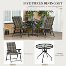 Outsunny 5 PCs Rattan Dining Sets w/ Umbrella Hole Table & Folding Armchair