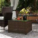 Outsunny Outdoor Coffee Table With Glass Top, Rattan Side Table