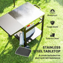 Outsunny BBQ Trolley with Foldable Side Table, Movable Pizza Table, Black