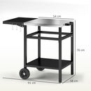 Outsunny BBQ Trolley with Foldable Side Table, Movable Pizza Table, Black