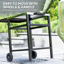 Outsunny BBQ Trolley with Foldable Side Table, Movable Pizza Table, Black