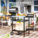 Outsunny BBQ Trolley with Foldable Side Table, Movable Pizza Table, Black