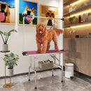 PawHut Metal Adjustable Dog Grooming Table Rubber Top 2 Safety Slings Mesh