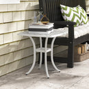 Outsunny Cast Aluminium Bistro Table with Umbrella Hole, White