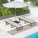 Outsunny 2 Pcs Folding Beach Chair Chaise Lounge 4 Adjustable Positions