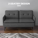 HOMCOM Modern Upholstered Two Seater Sofa for Bedroom Living Room Dark Grey
