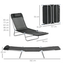 Outsunny 2 Pieces Sun Loungers Foldable Reclining Chair with Headrest Black