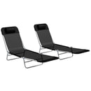 Outsunny 2 Pieces Sun Loungers Foldable Reclining Chair with Headrest Black
