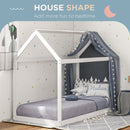 HOMCOM Wooden Single Bed Frame with Tree House Style, White