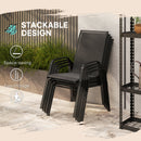 Outsunny Set of 4 Garden Dining Chair Set Outdoor w/ High Back Armrest Black