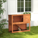 PawHut Wooden Rabbit Hutch, Antiseptic Outdoor, for 1-2 Rabbits - Orange