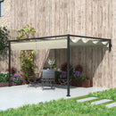 Outsunny 3 x 4m Wall Mounted Pergola with Retractable Roof, Khaki