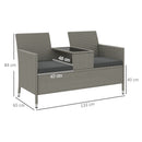 Outsunny Rattan Chair Garden Furniture Patio Companion Love Seat Table Grey