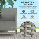 Outsunny Rattan Chair Garden Furniture Patio Companion Love Seat Table Grey