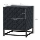 HOMCOM Bedside Table Set of 2, Nightstand with 2 Drawers, Steel Legs