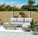 Outsunny 3pc Rattan Wicker Sofa Set with Tea Table & Cushions, Light Grey