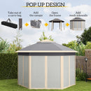 Outsunny 3x4m Hexagon Gazebo w/ Mesh Curtains Outdoor Garden, Khaki